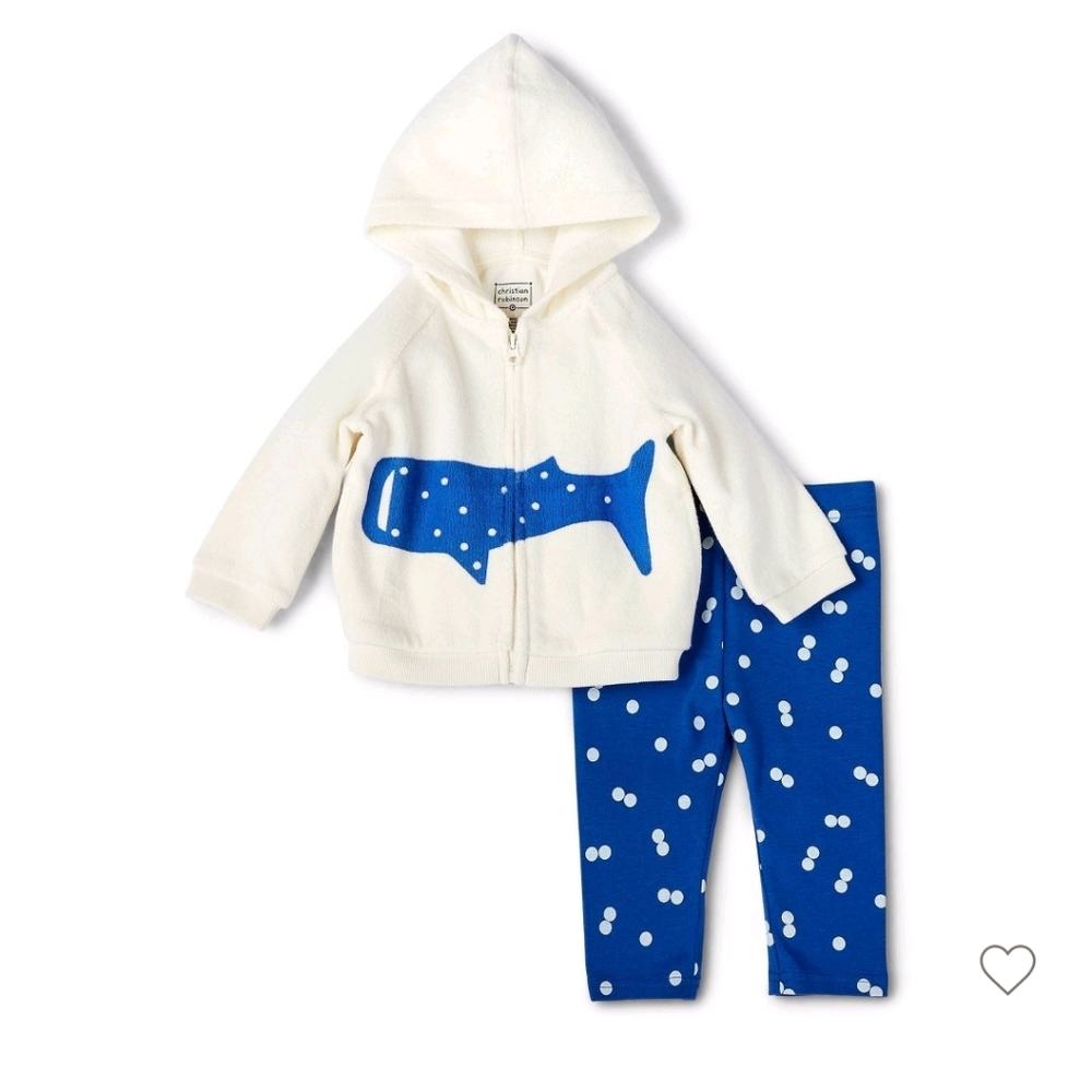 Christian Robinson Baby Whale Print Hoodie & Bottom Set x Target Cream/B…